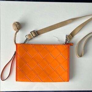 Orange Quilted Crossbody Bag